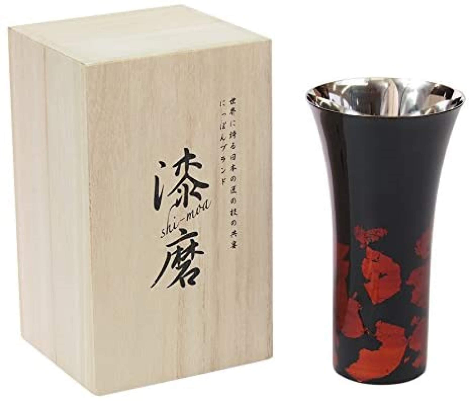 Amazon｜伝統工芸士作漆磨カップシングル L 黒 金箔華 切り回し